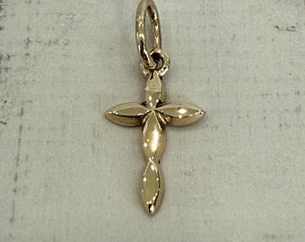 Baby Cross Pendant Charm 14KY Stamped Solid Gold
