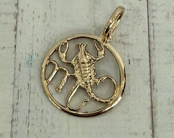 Colgante de Escorpio de oro de 14 quilates con amuleto astrológico