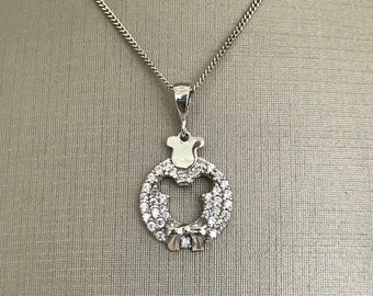 14 kt witgouden ketting met muis zirkonia hanger
