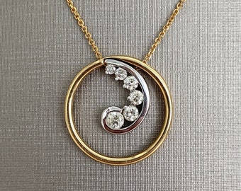 Diamond Spiral Pendant Necklace 14KY