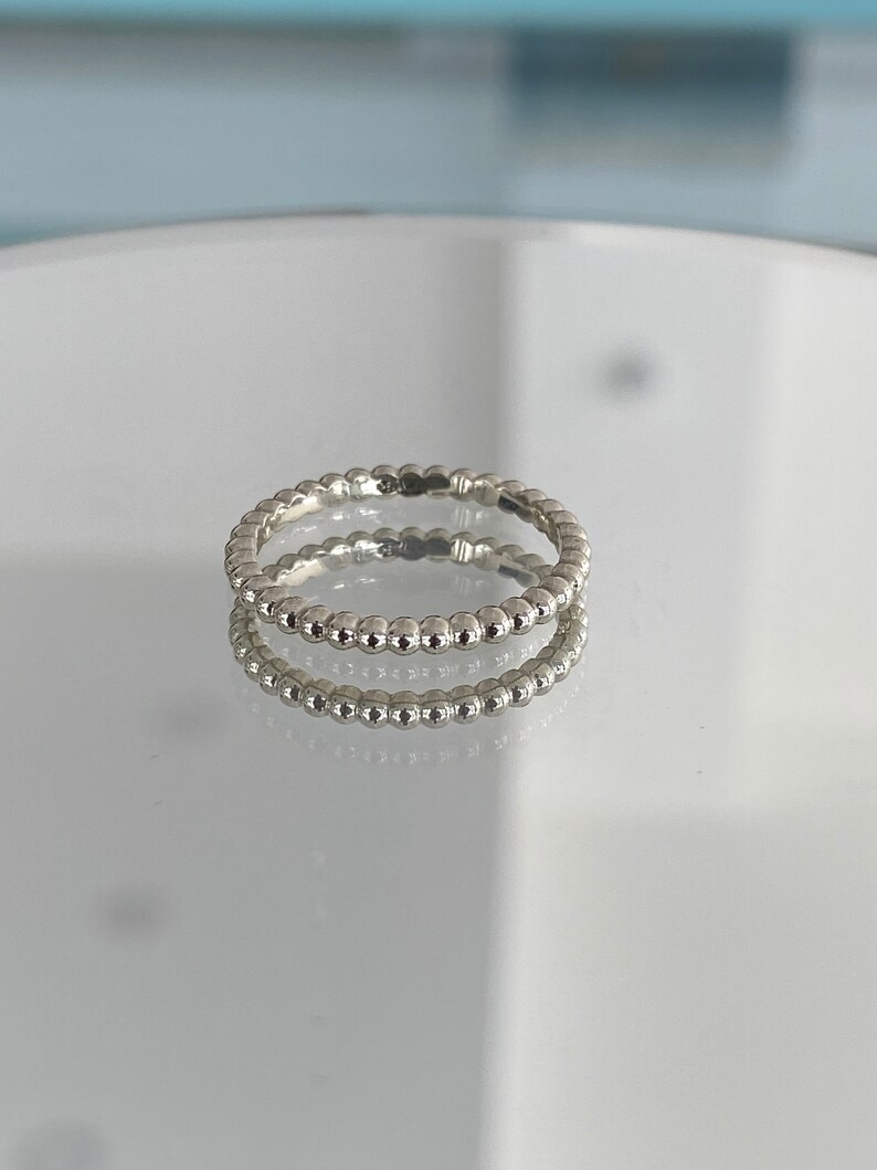 18 Karat Yellow White and Rose Gold Stackable Modern Bead Ring For Her