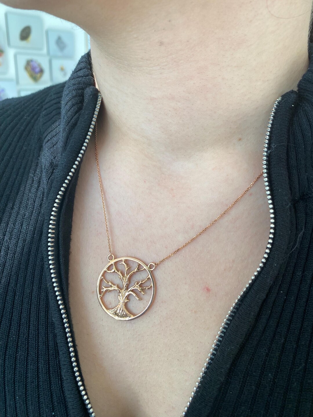 Tree of Life Rose Gold Pendant 14K Necklace - Etsy