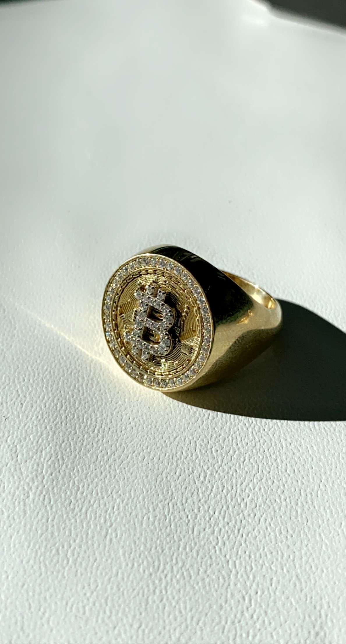 Crypto-diamanten Bitcoin-ring 18KY - Etsy België