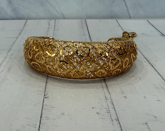 18K Gold Basket Weave Bangle Bracelet