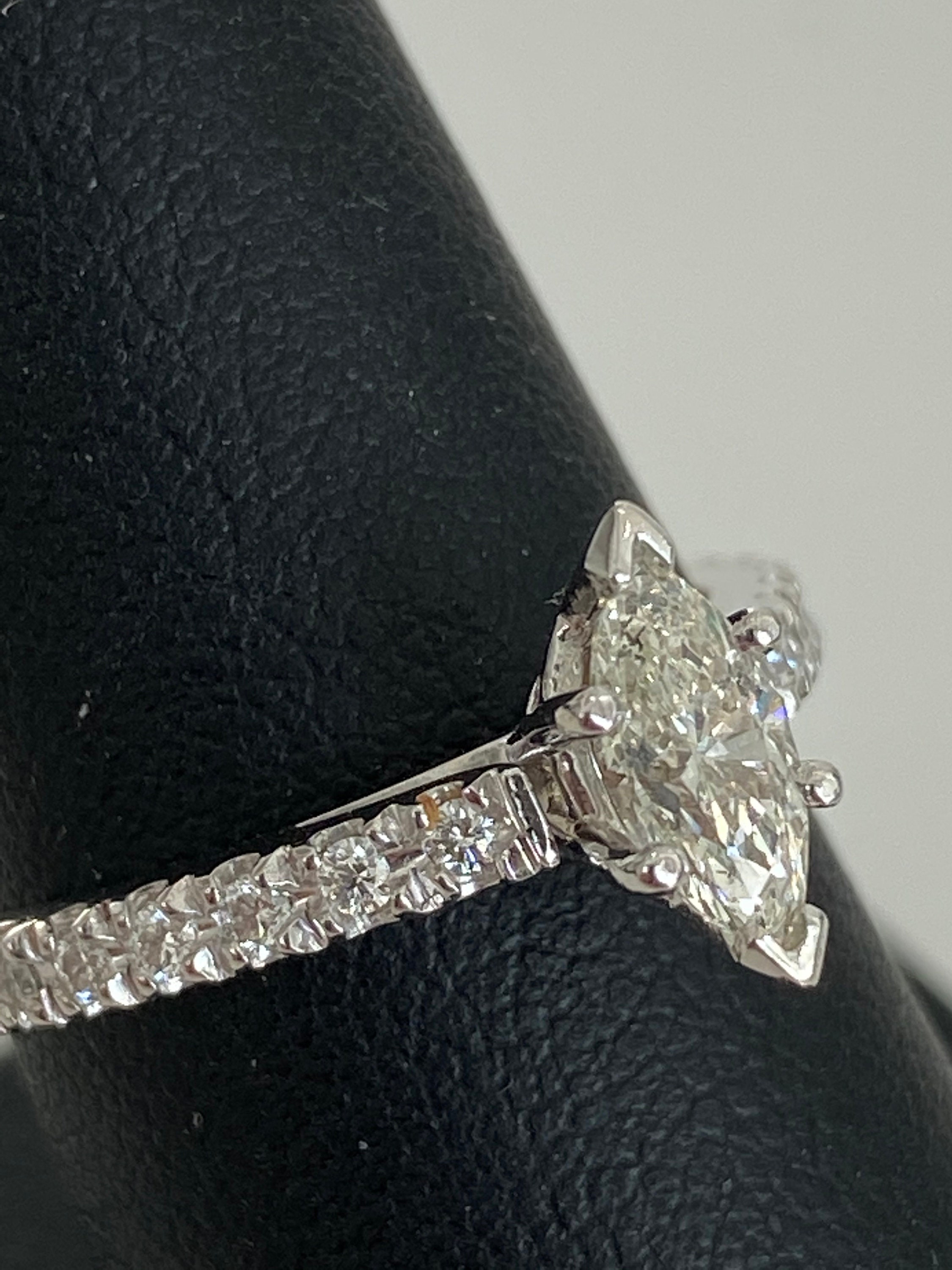 0.48 Ct Marquise Cut J Color SI2 Clarity Diamond Prong