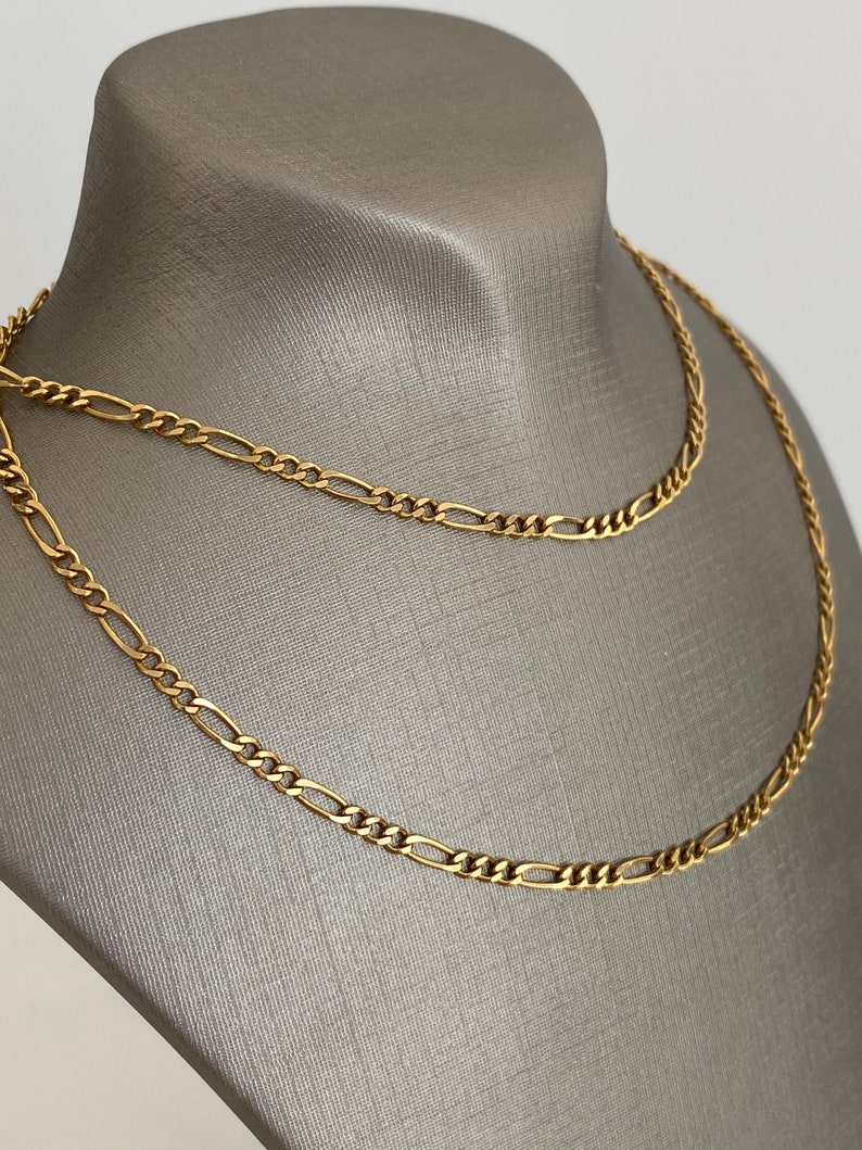 24 Inch Figaro Style Chain Design Necklace Mens Womens Unisex 14 Karat