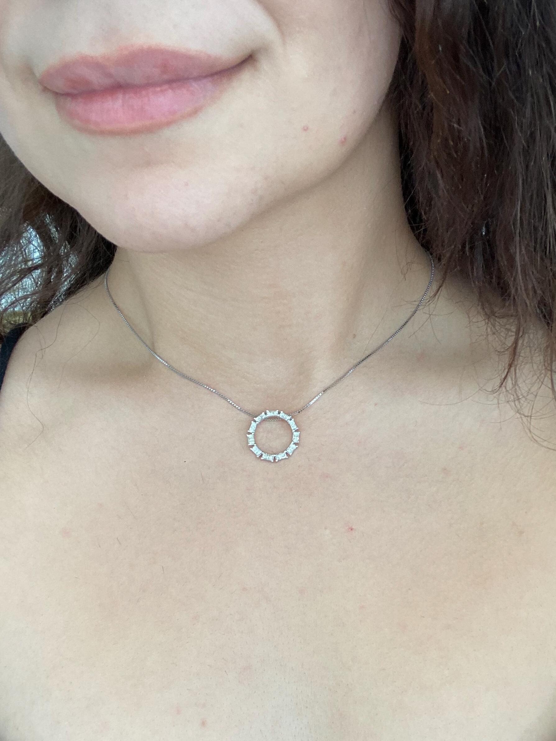 Emerald Cut Diamond Eternity Pendant: 14K White Gold Necklace, 1.04ct - Etsy