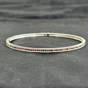 Bespoke Tailored Elegant Fine Jewelry 18K Karat Solid White Gold & Champagne Diamond Eternity Bangle 3mm Colorful Stacking Bracelet