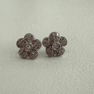 Vintage Diamant Blumen Ohrstecker 14KW Gold