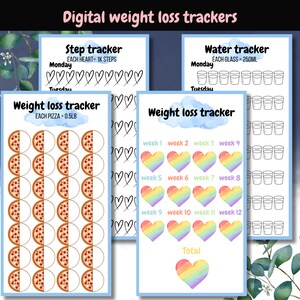 Digitale download Gewichtsverlies Tracker | Afvallen uitdaging | Gewoonte-tracker | Stappenteller | Waterdrinktracker