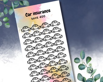 Download instantâneo Seguro de carro Poupança Dinheiro Desafio | Desafio de economia para impressão | Rastreador de economia de dinheiro | Folha de rastreamento de salvamento de PDF