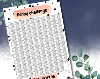 Download digital Instant Penny Challenge Poupança Money Challenge | Desafio de Salvar | Rastreador de economia de dinheiro | Salvando Folha de Rastreamento