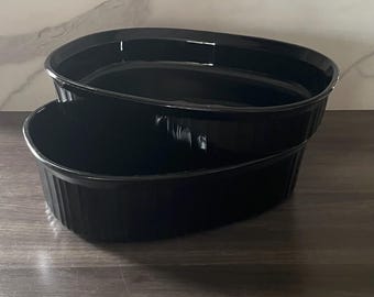 Set of Two Corning Ware Classic Black Open Roasting Pans - Vintage French Black Cookware