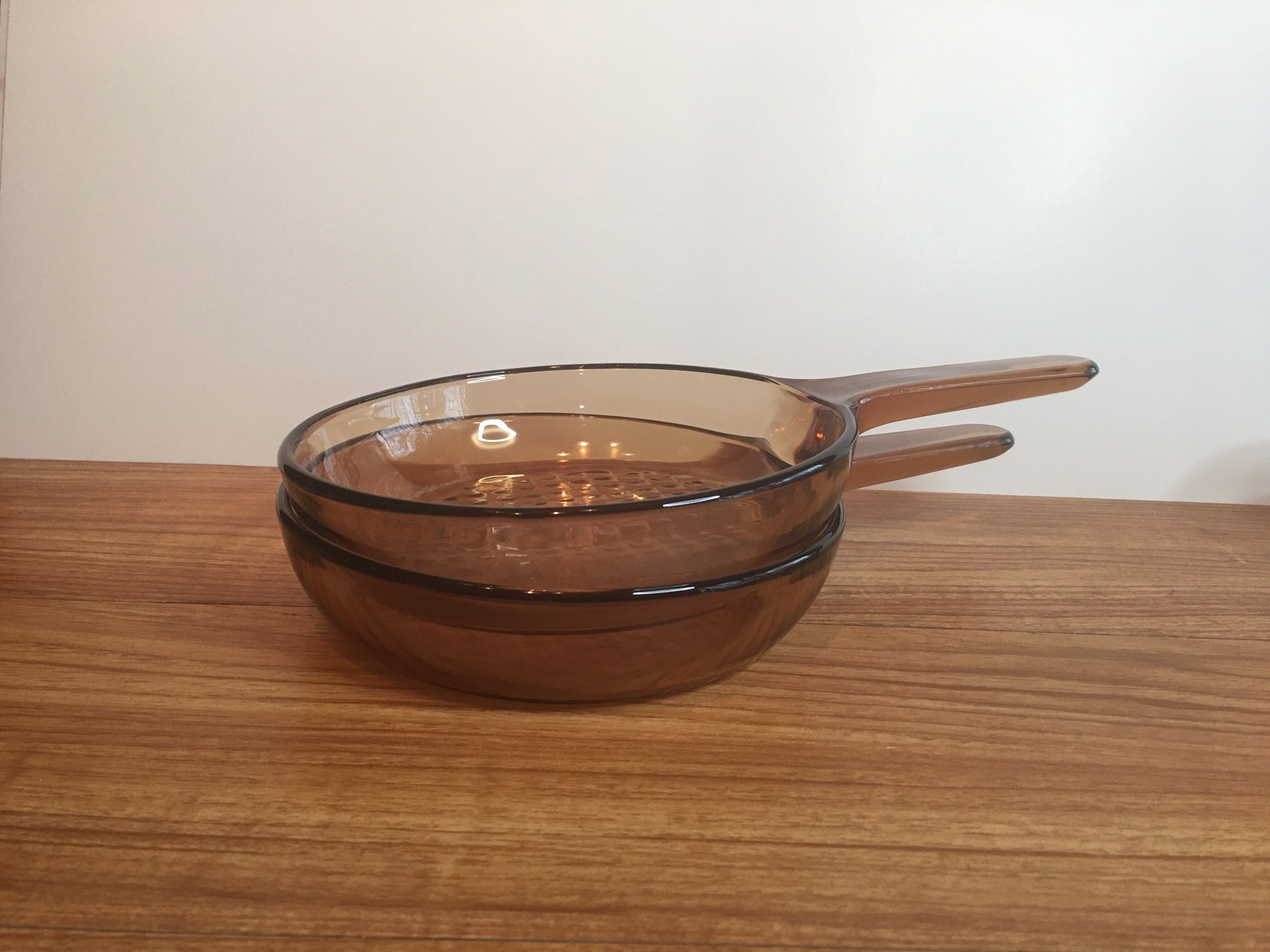 Pyrex Corning Vision Ware Amber 10” Glass Skillet With Lid Fry Pan - Ruby  Lane