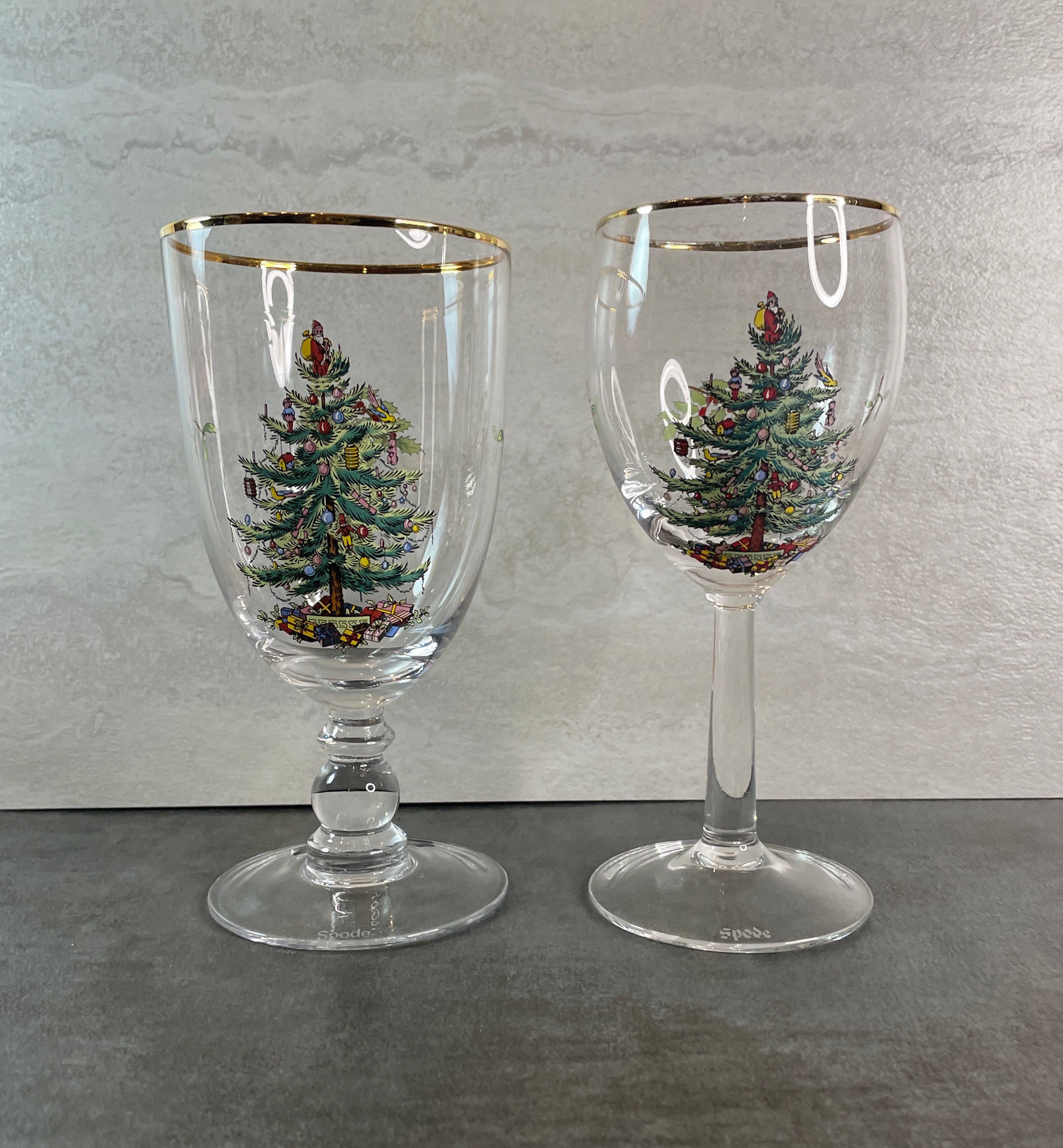 1 New Spode Christmas Stemless Wine Glass With Gold Trim 