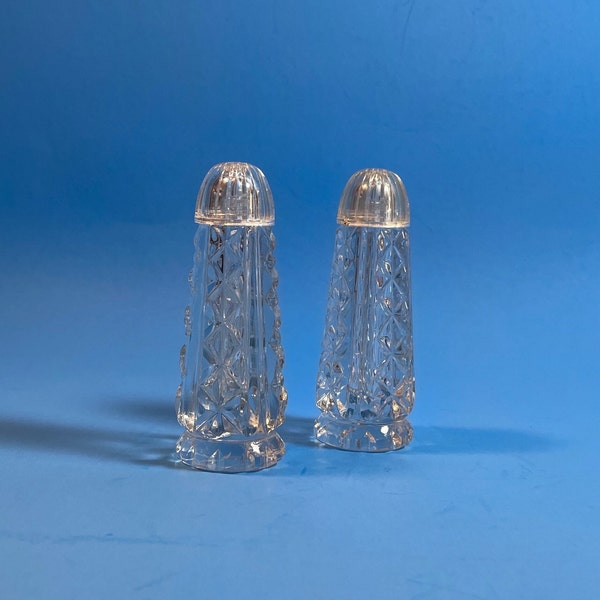 Vintage Cut Glass Salt and Pepper Shaker Set - Mid Century Kitchen Decor - Crystal Table Service