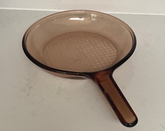 9” Corning Visions Amber Glass Skillet - Vintage Cookware