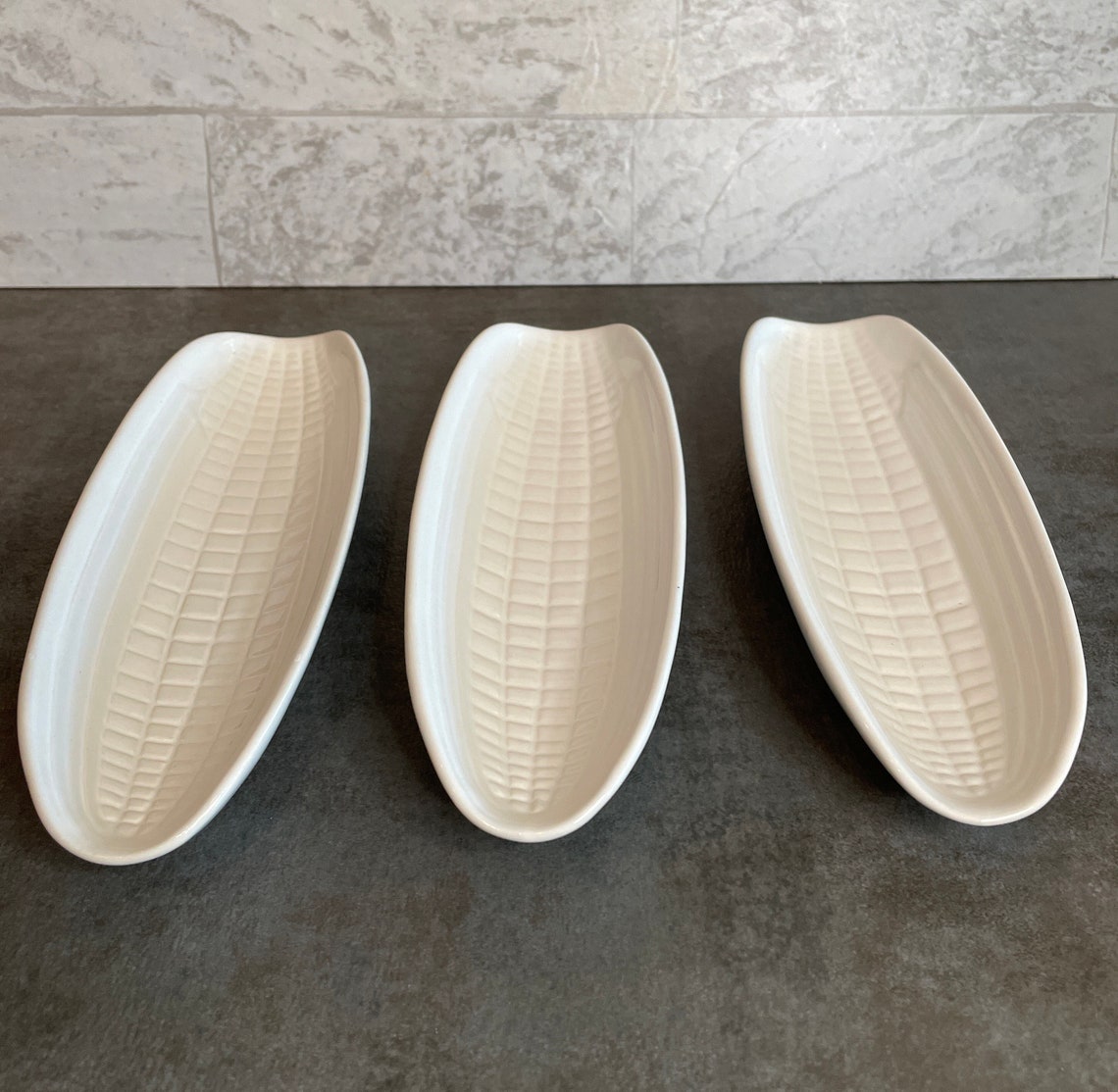 Set of 3 Corn on the Cob Ceramic Plates Vintage Corn Holders Etsy