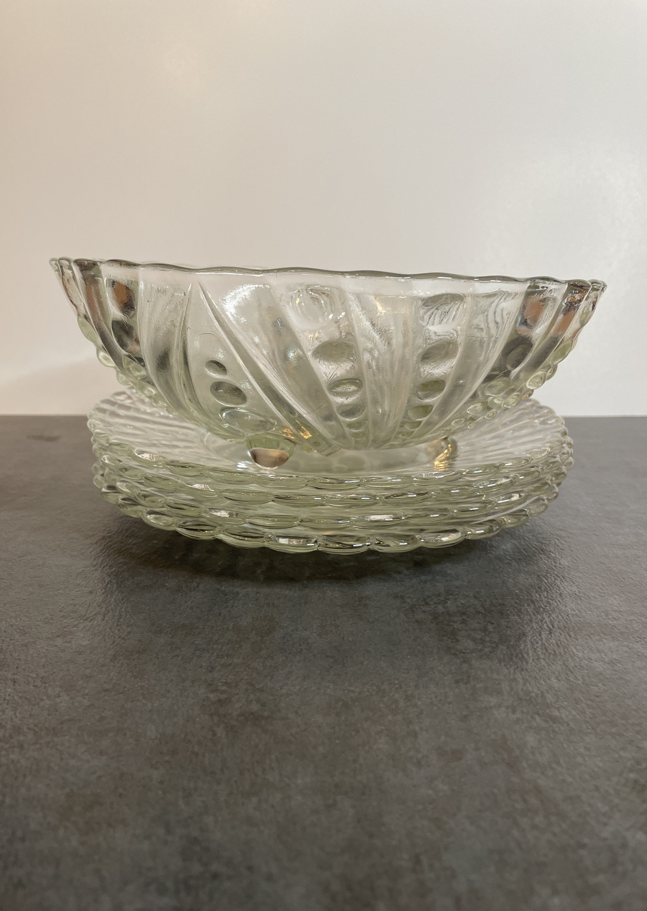 Set of 5 Clear Glass Oyster & Pearl Serving Bowl and Plates by Etsy