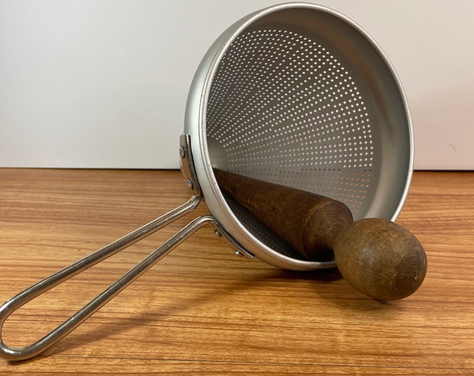 Vintage Canning Sieve and Wooden Pestle Food Mill Vintage Etsy