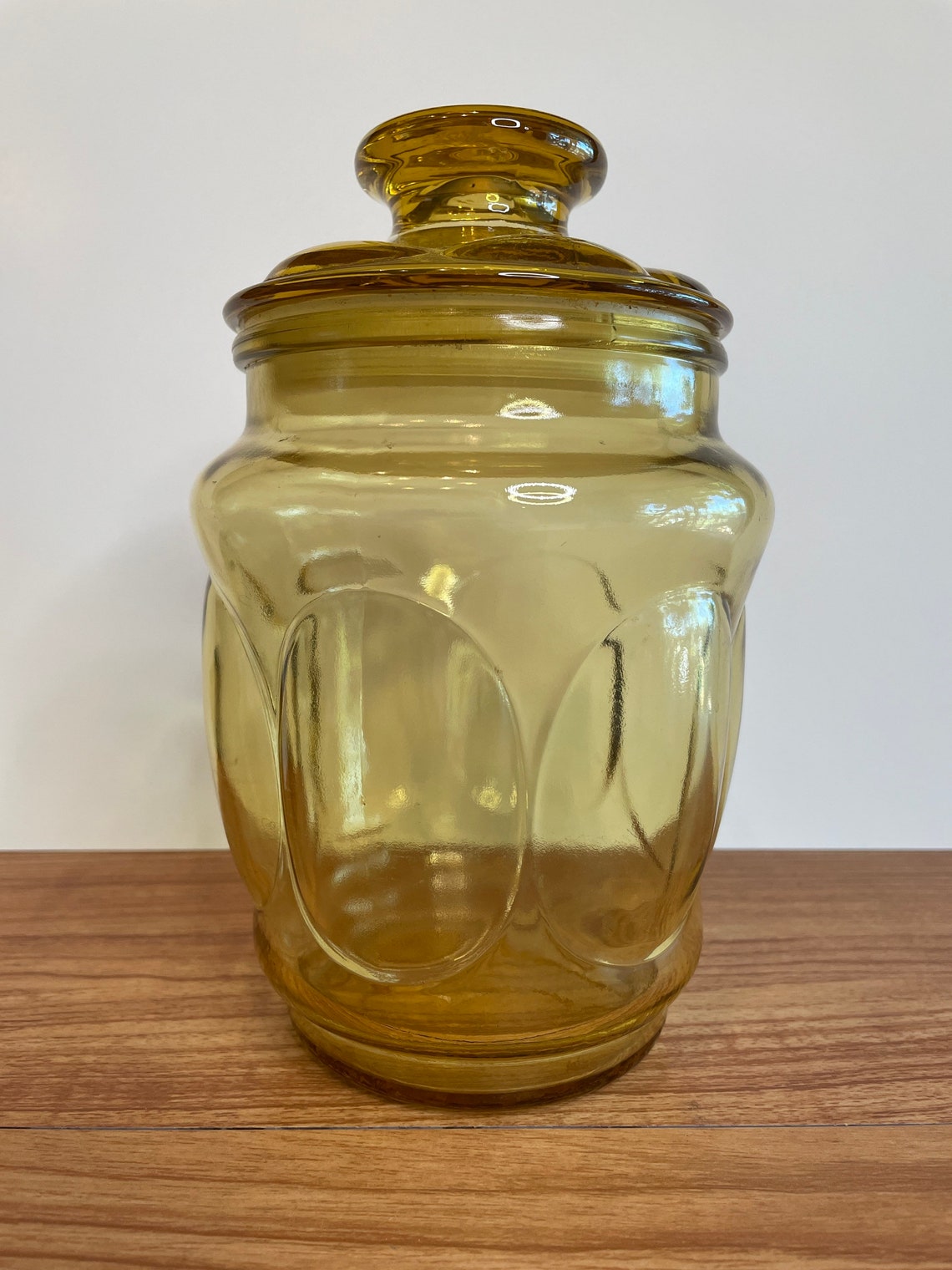 L E Smith Amber Gold Glass Jar Canister Vintage Carnival Glass - Etsy