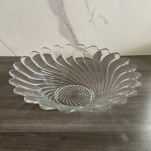 Vintage Fostoria Colony Swirl Salad Bowl - 1940’s Depression Glass - Crystal Serving Dish