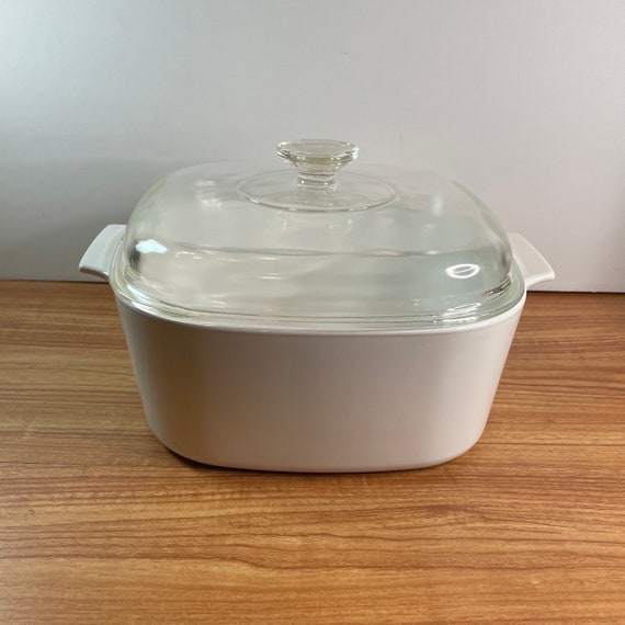 Corning Ware Just White 5 Liter Roaster Vintage Dutch Oven Made in USA  Glass Ovenware A5B 