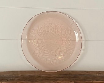 Vintage Arcoroc Luminarc Rosaline Pink Glass Cake Plate - Large Pink Serving Platter - Cristal d’Arques - Made in France