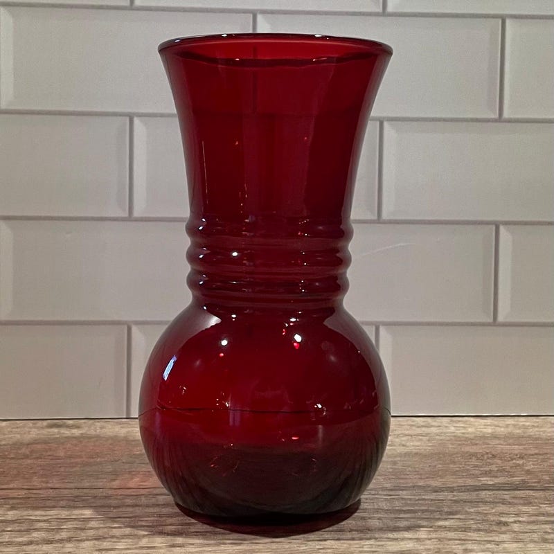 Ruby Red Vase - Etsy