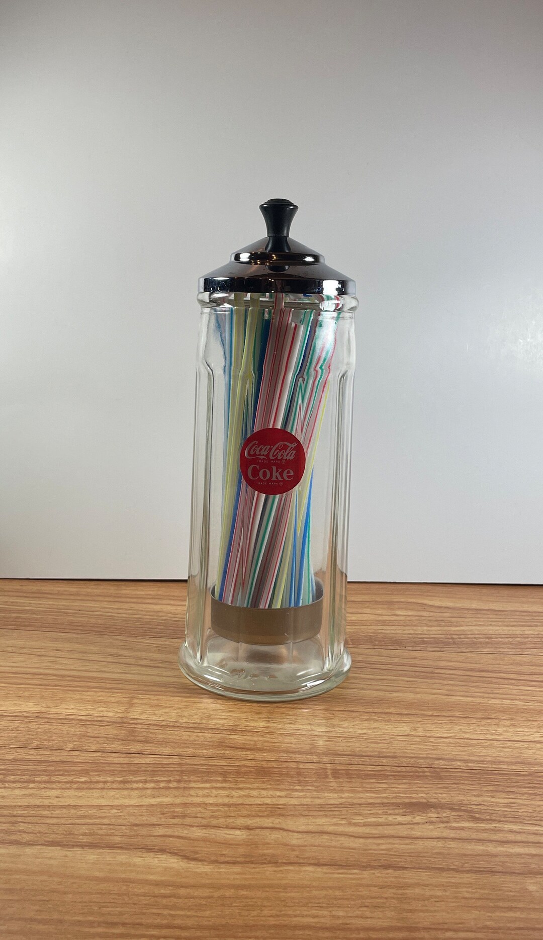 Vintage Coca Cola Straw Dispenser Glass Straw Storage Jar Etsy