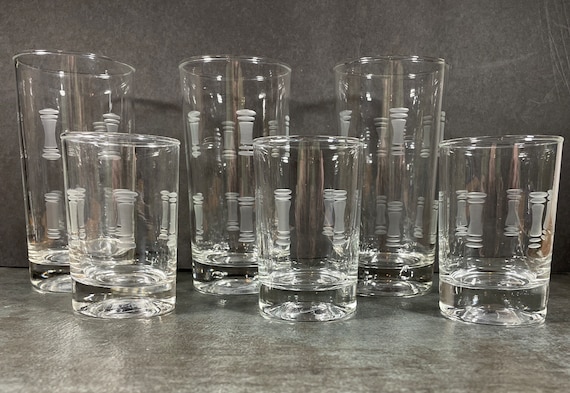 Mixed Set of 6 Libbey Windsor Highball and Double Shot Glasses
