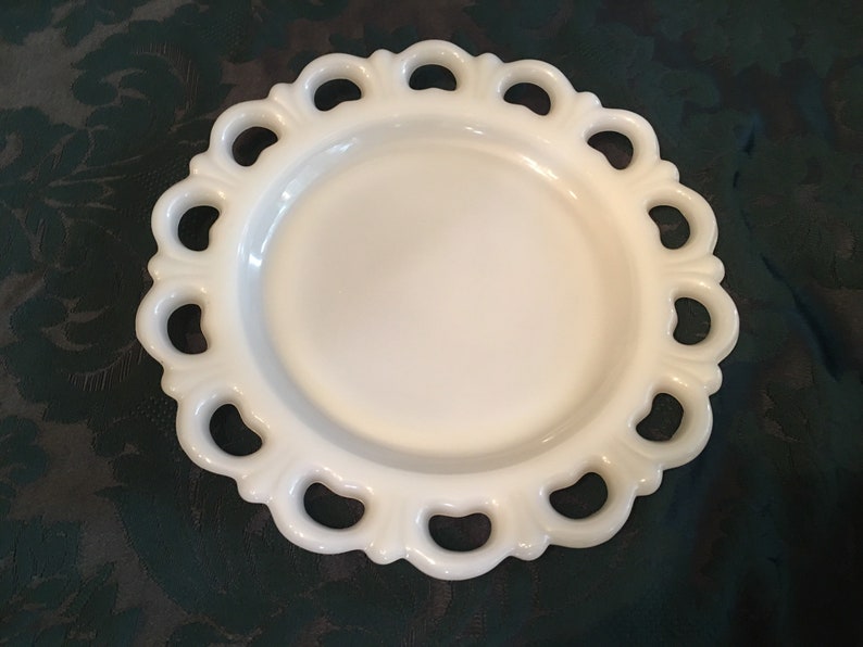 8 Open Lace Old Colony White Milk Glass Plate Vintage Etsy UK