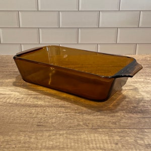 Anchor Hocking Mini Loaf Pan #442- Vintage Amber Brown Glass Meatloaf Pan - 3/4 Quart - Made in USA