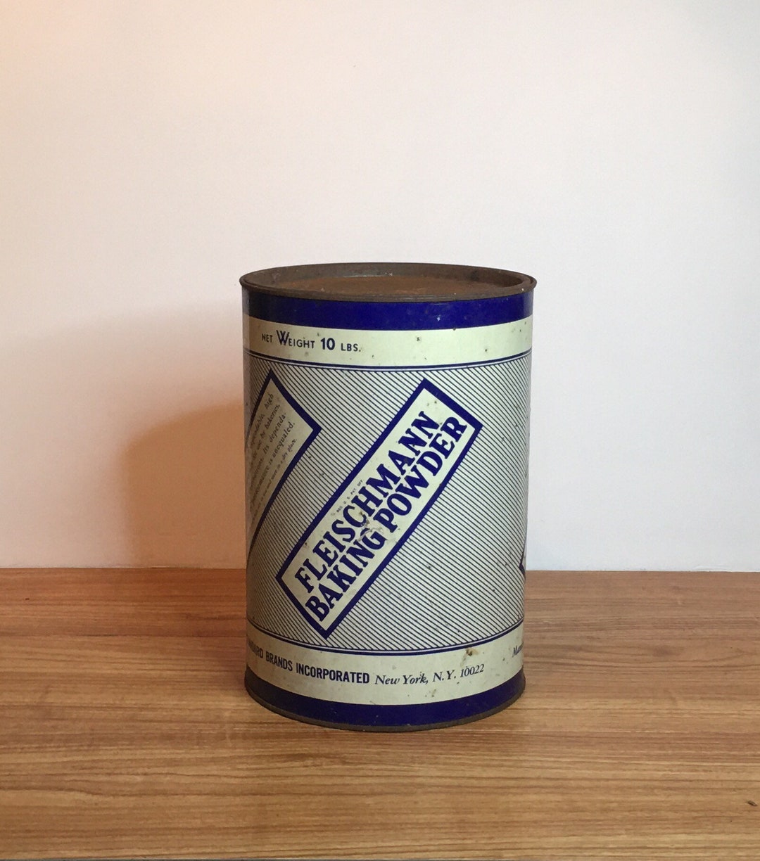 Large Fleischmann Baking Powder 10 Lb Can Vintage Food Tin Vintage