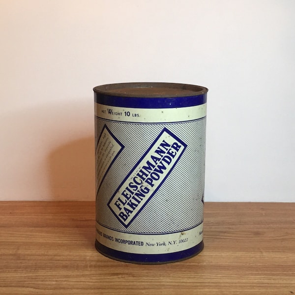 Large Fleischmann Baking Powder 10 Lb Can Vintage Food Tin Vintage Kitchen Decor