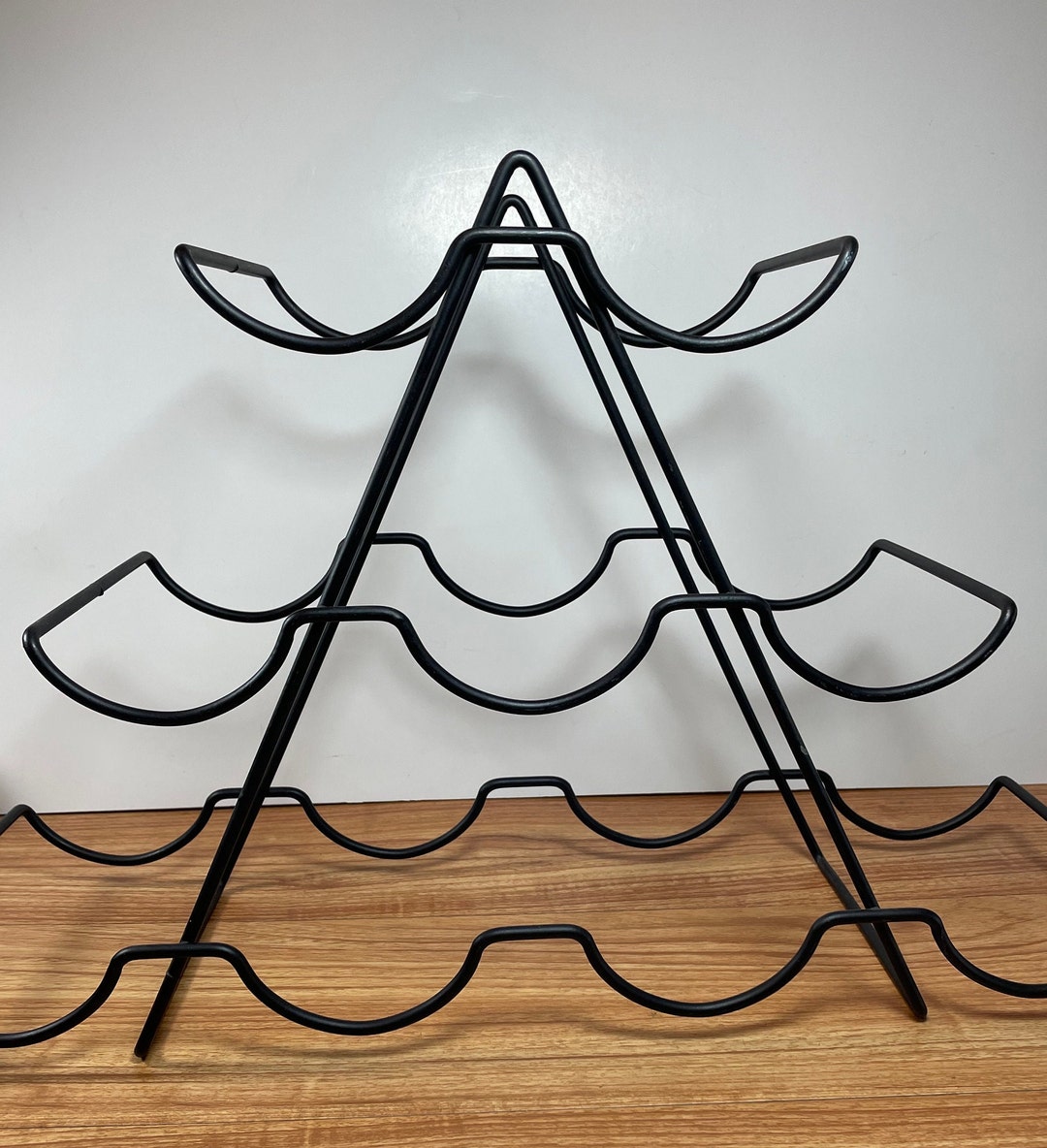 Vintage 10 Bottle Black Metal Countertop Wine Rack Bar Etsy