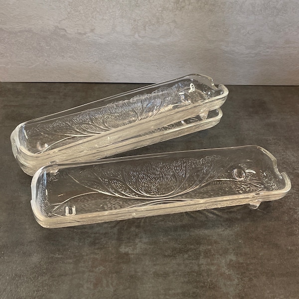 Set of 3 Glass Corn on the Cob  Plates - Vintage Corn Holders - BBQ Dishes - Picnic Plates