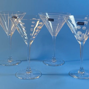 Neon Frosted Glass Martini Glasses Set of 6 Retro Glasses Cocktail Glasses  MCM Glasses Martini Glasses Bar Glasses 90s Glasses 