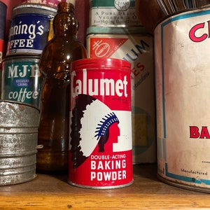 Calmut Baking Powder 1 Lb Can - Vintage Food Tin - Vintage Kitchen Decor
