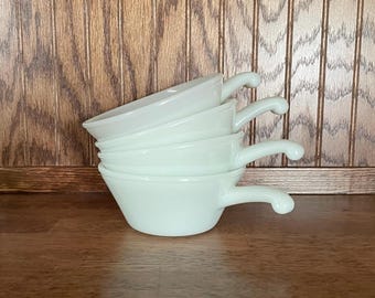 4 Anchor Hocking Milk Glass Chili Bowls - Vintage Kitchen Ware - MCM Fire King