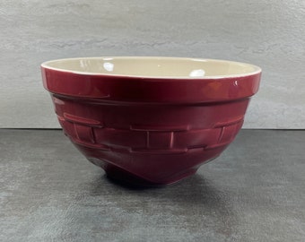 Longaberger Pottery Woven Traditions Small Paprika Tip and Mix Bowl - Mixing Bowl - Ceramic Bakeware - Made in USA