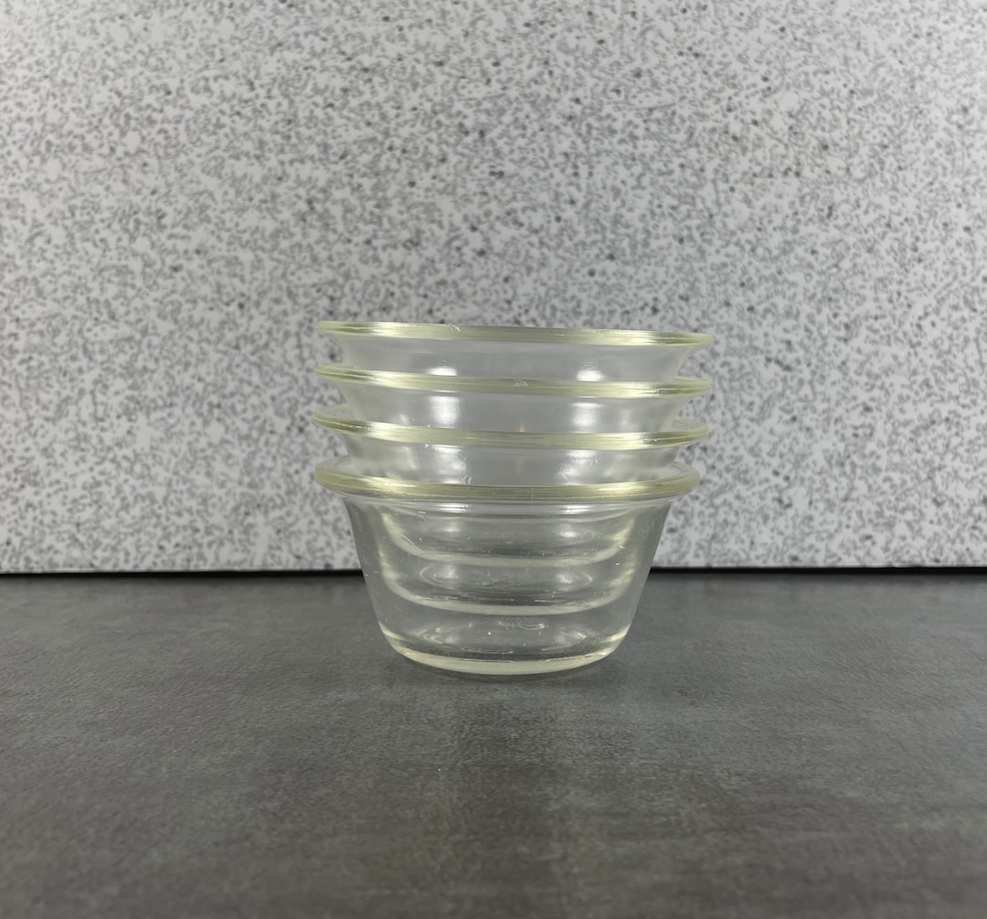 Set of 4 Antique Glasbake Clear Glass Ramekins Small Bowl Etsy