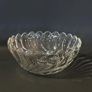 Vintage Fostoria Colony Swirl 9” Round Bowl - 1940’s Depression Glass - Crystal Serving Dish