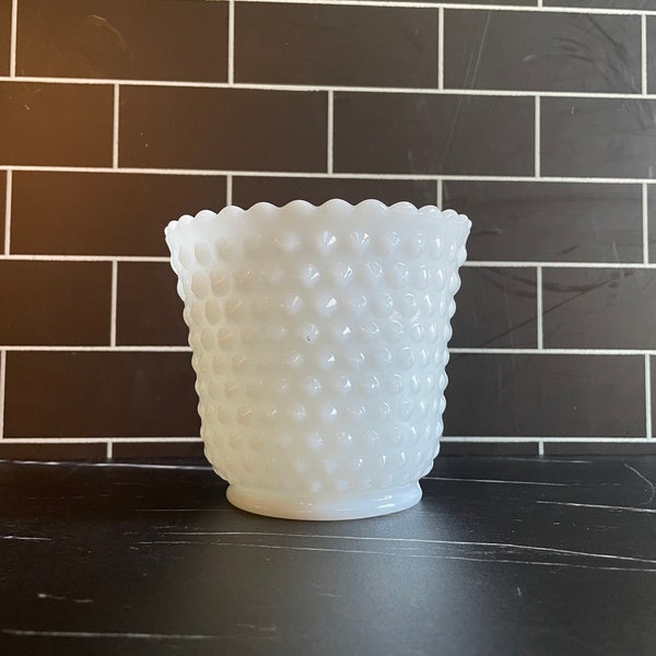 Anchor Hocking Hobnail Milk Glass Vase - Vintage Milk Glass - Oven Proof Fireking