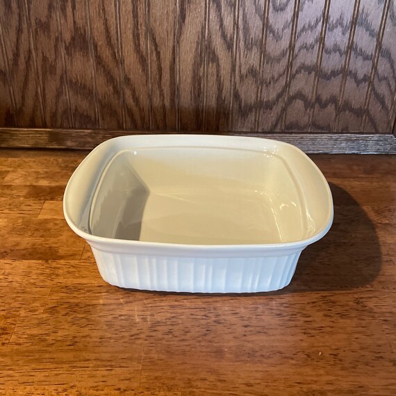 French White Corning Ware Square Brownie Baking Dish Vintage