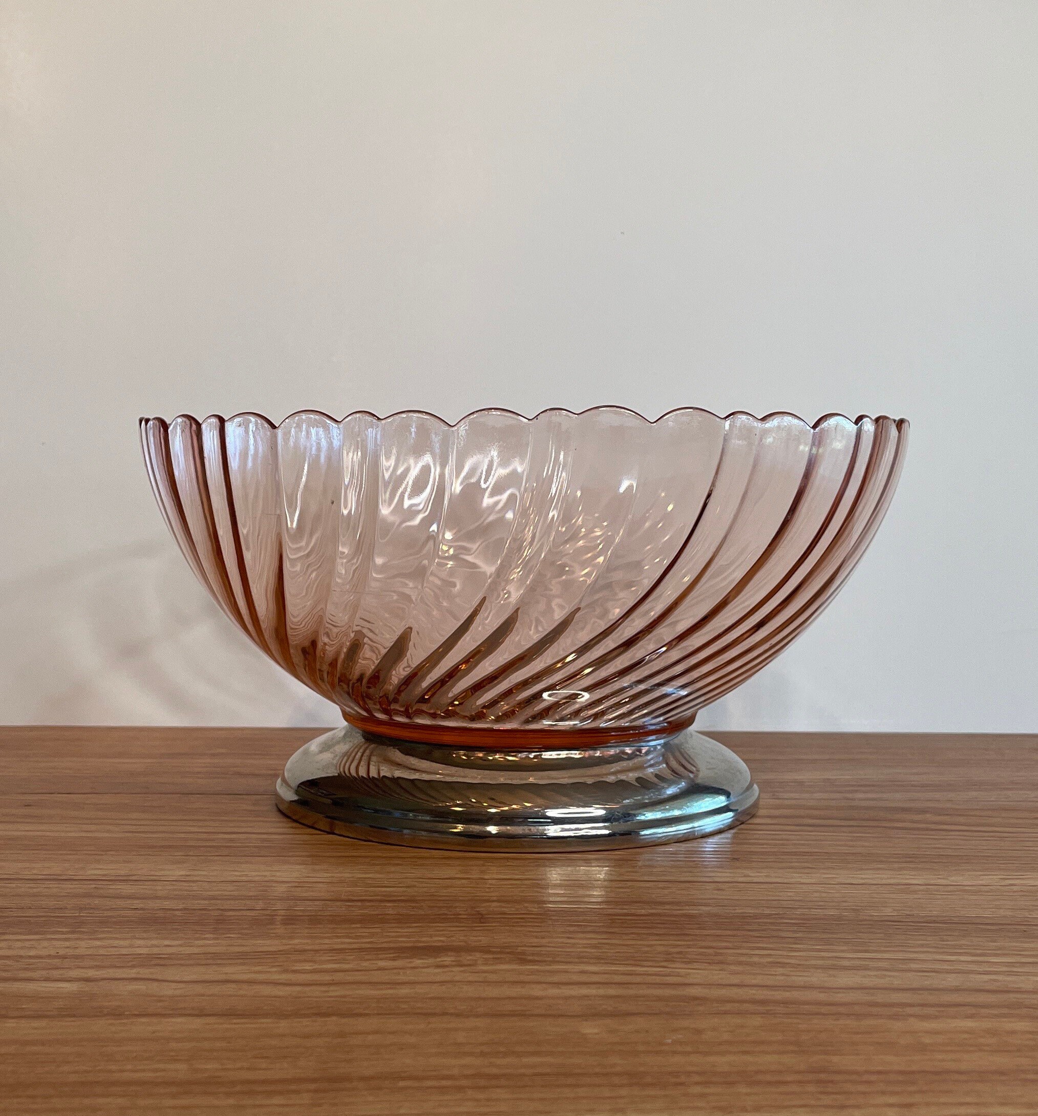 Vintage Arcoroc Luminarc Rosaline Pink Swirl Glass Salad Bowl Etsy