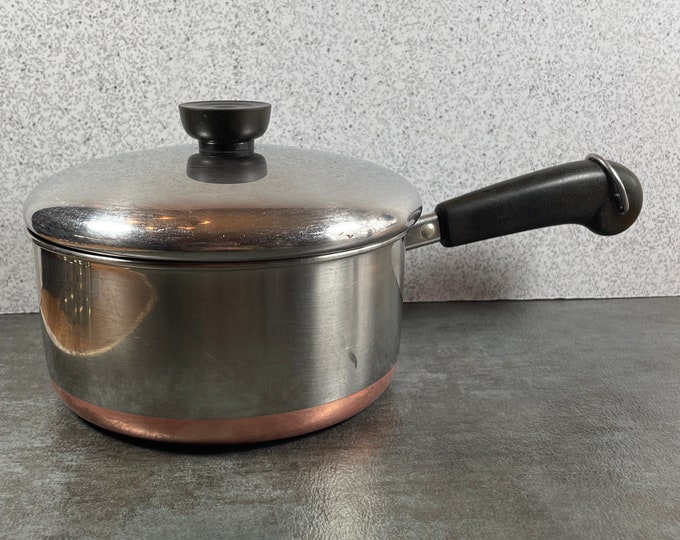 2 Quart Revere Ware Copper Bottom Sauce Pan Vintage Cookware Clinton