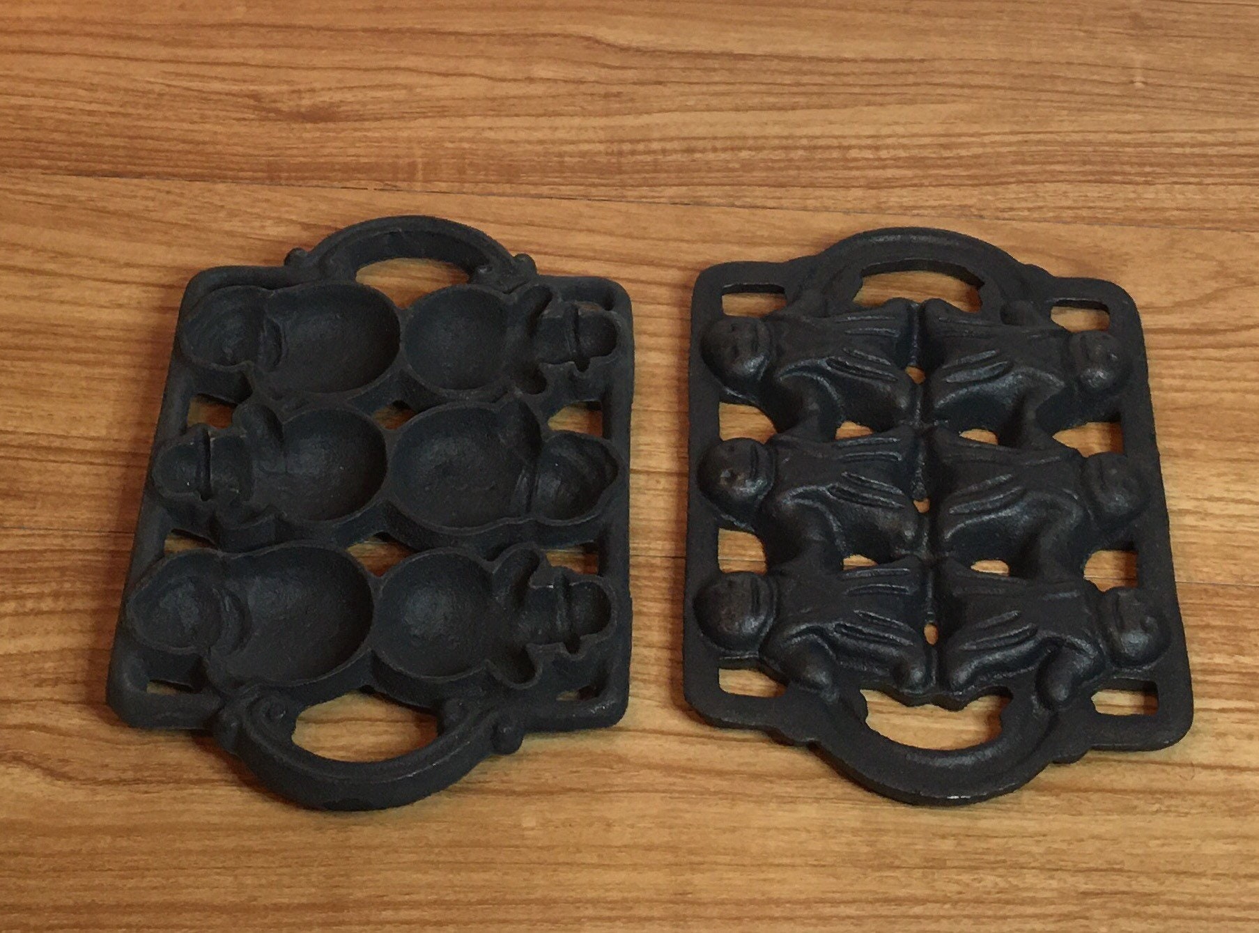 Cast Iron Baking Molds Snowman or Uncle Sam Gingerbread Man Etsy