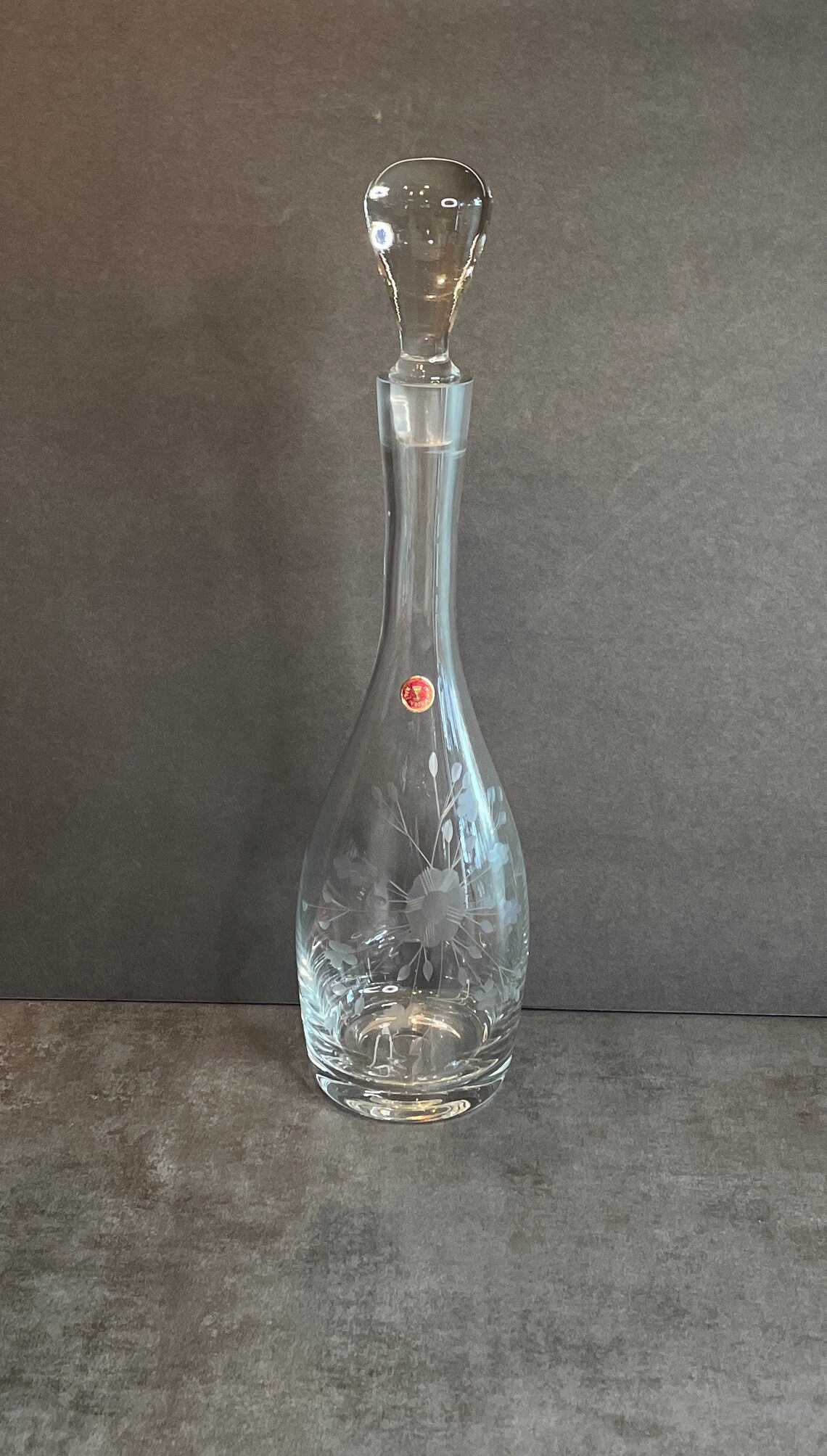 Vintage Floral Etched Crystal Wine Decanter Made in Romania Etsy