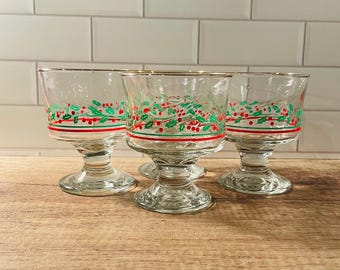 Arby’s 1980’s Christmas Dessert Cups / Champagne Coupe - Christmas Glasses - Holiday Dishes